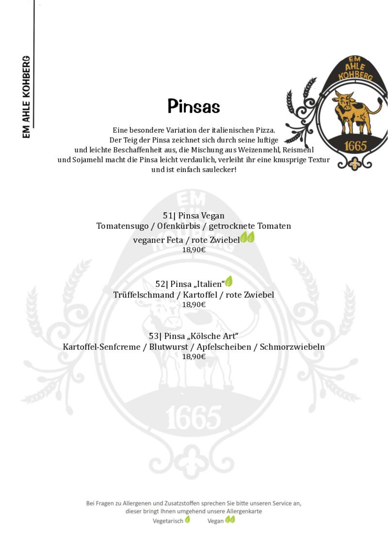 Foto der Speisekarte