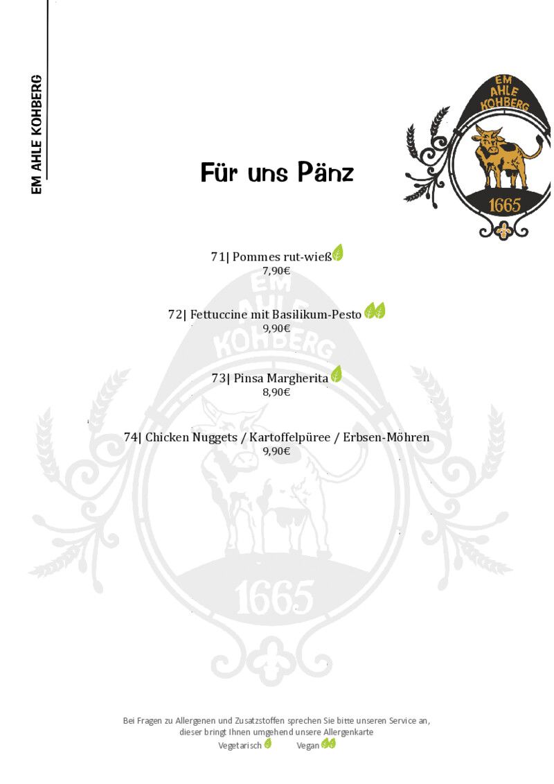 Foto der Speisekarte