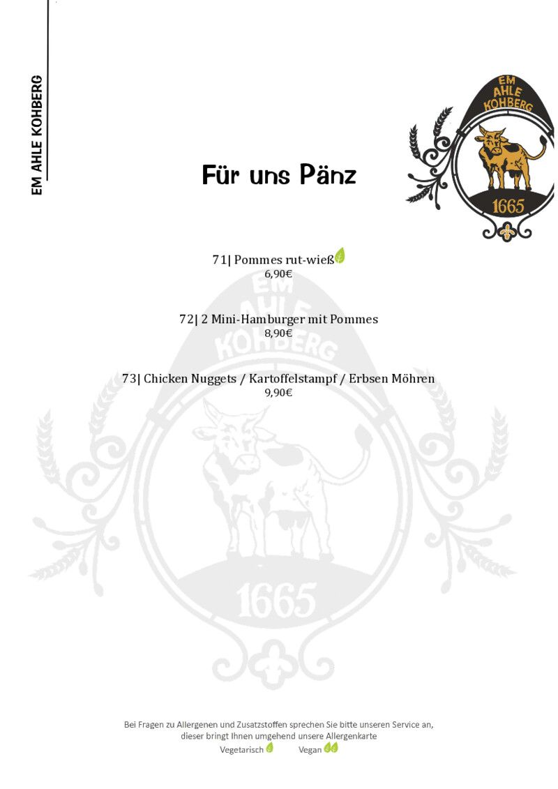Foto der Speisekarte