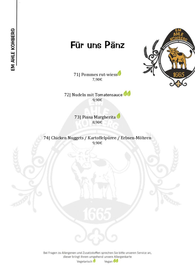Foto der Speisekarte